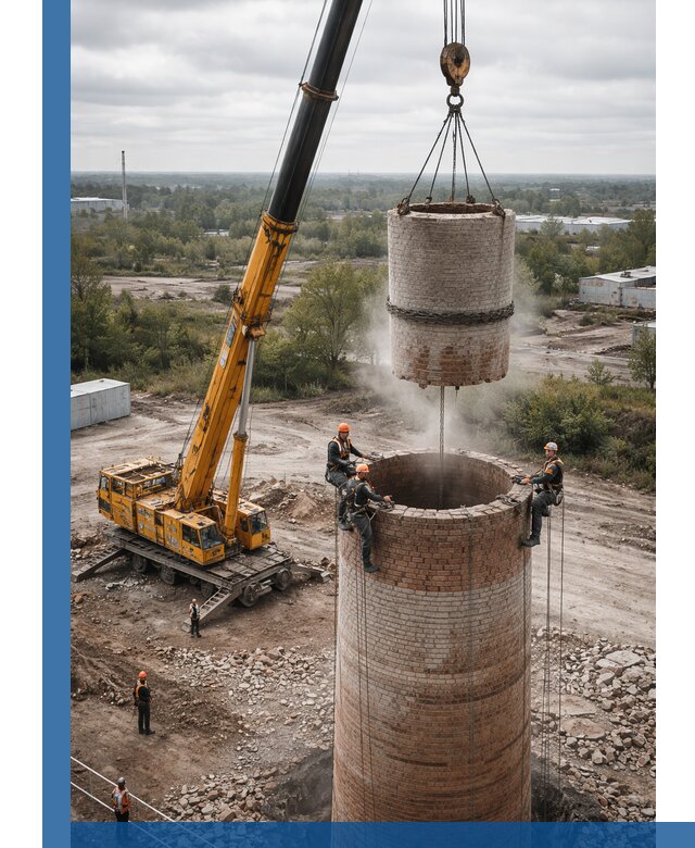 Демонтаж дымовой трубы в Кохме с гарантиями безопасности