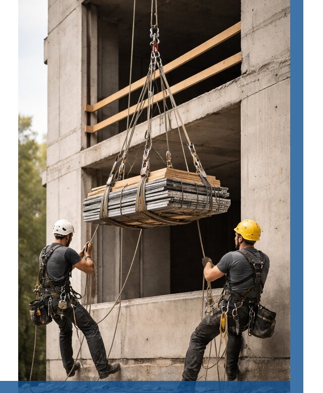 Подъем материала на этаж веревками в Кохме от 1558 р. | ВЫСОТНИК-Кхм