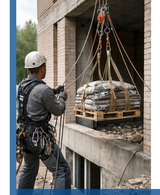 Подъем материалов на этаж веревками в Кохме оперативно