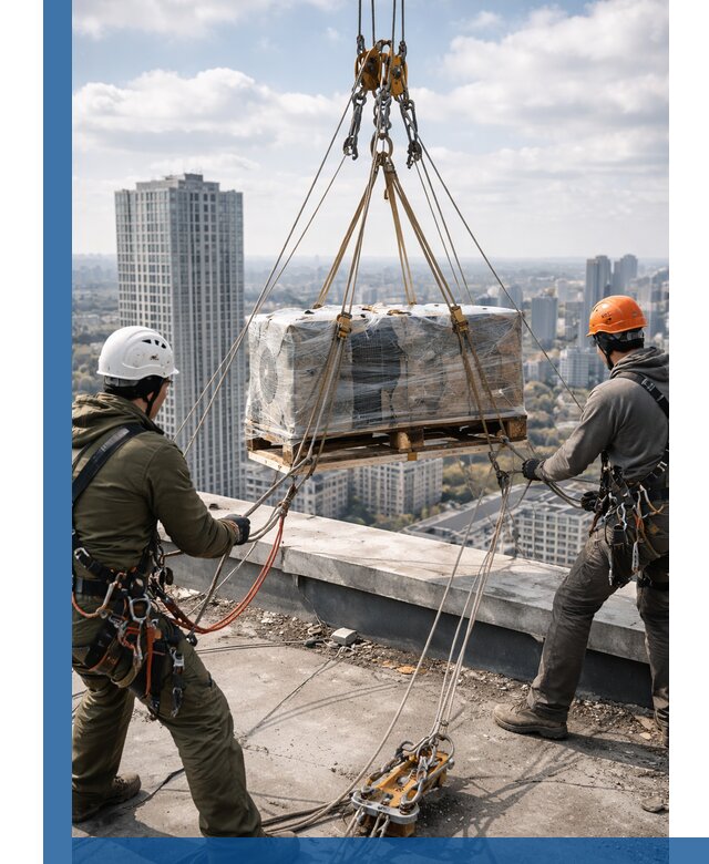 Подъем и монтаж крупногабаритных грузов на крышу в Кохме