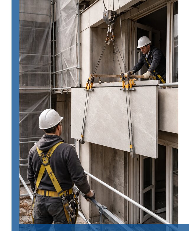 Подъем керамогранита на этаж в Кохме грузчиками и техникой