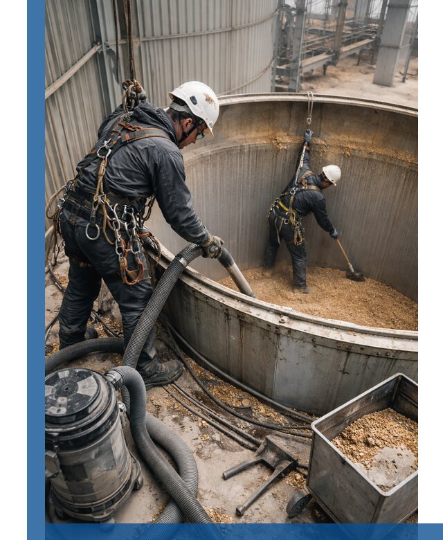 Профессиональная чистка зерновых бункеров в Кохме с выездом